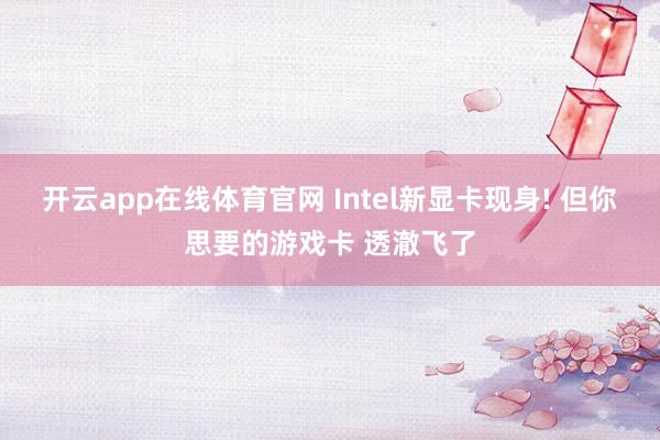 开云app在线体育官网 Intel新显卡现身! 但你思要的游戏卡 透澈飞了