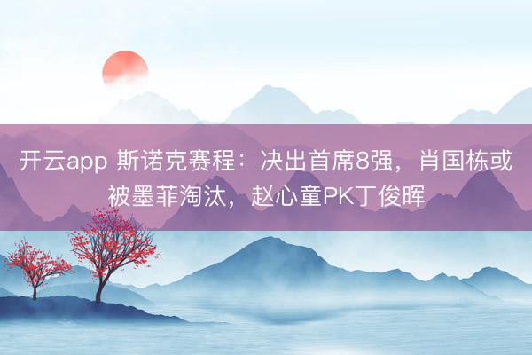 开云app 斯诺克赛程：决出首席8强，肖国栋或被墨菲淘汰，赵心童PK丁俊晖