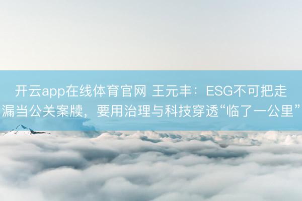 开云app在线体育官网 王元丰：ESG不可把走漏当公关案牍，要用治理与科技穿透“临了一公里”